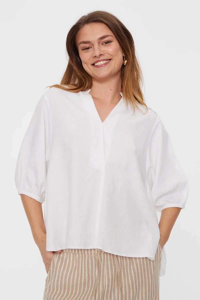 Blus | FQ-Lava | Linnematerial | Vit - Bild 2