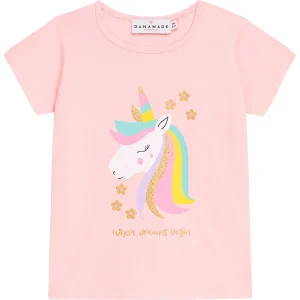 T-shirt | DCAROLINE | Rosa med enhörning