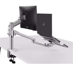 WERGON - Luna - Dubbel hållare med gasfjäder för en bärbar dator 11-17"+ A monitor / LCD-skärm max 27" - Silver