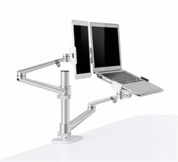 WERGON - Konrad - Justerbar dubbelhållare - För en bärbar dator 11-17" + en bildskärm Max 27" - Silver