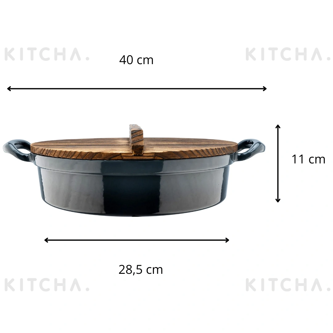 Stekgryta Gjutjärn med trälock 30 cm Heirol - Bild 7